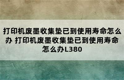 打印机废墨收集垫已到使用寿命怎么办 打印机废墨收集垫已到使用寿命怎么办L380